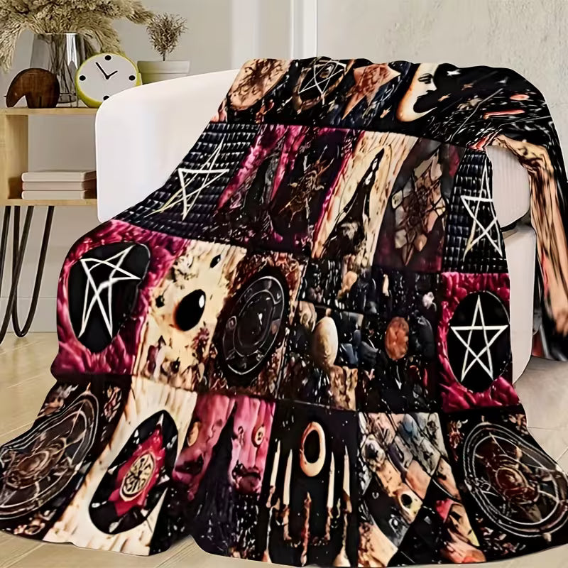 Vintage Gothic Witchy Flannel Blanket