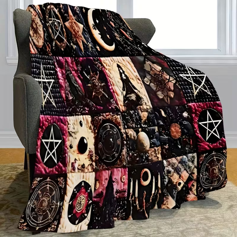 Vintage Gothic Witchy Flannel Blanket